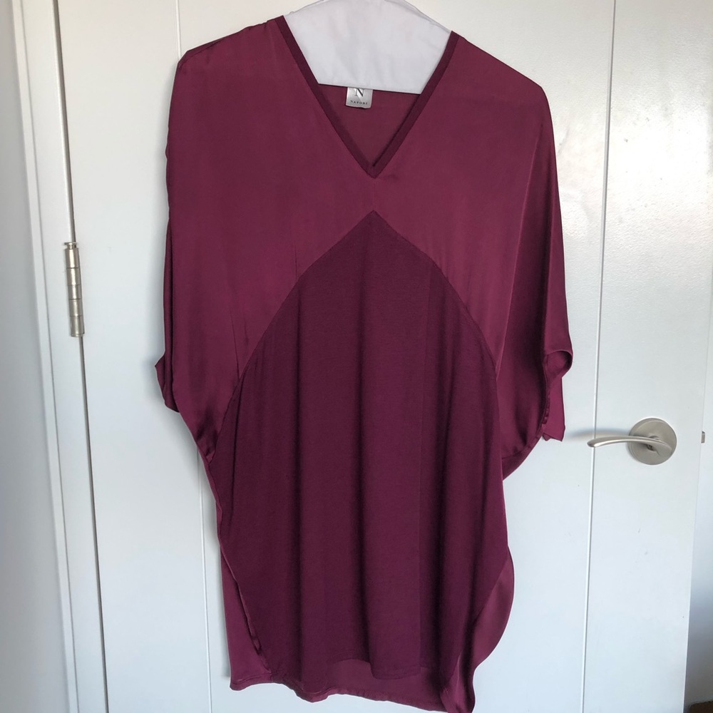 Natori oversized drap tunic top burgundy